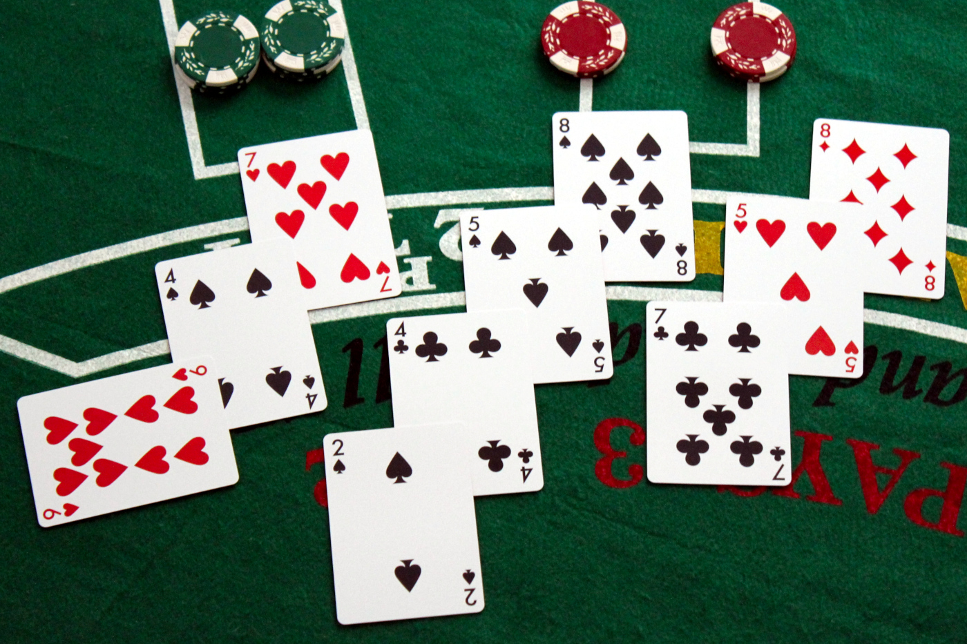 Playing cards being used to play blackjack