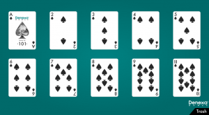 Completed Trash card game layout